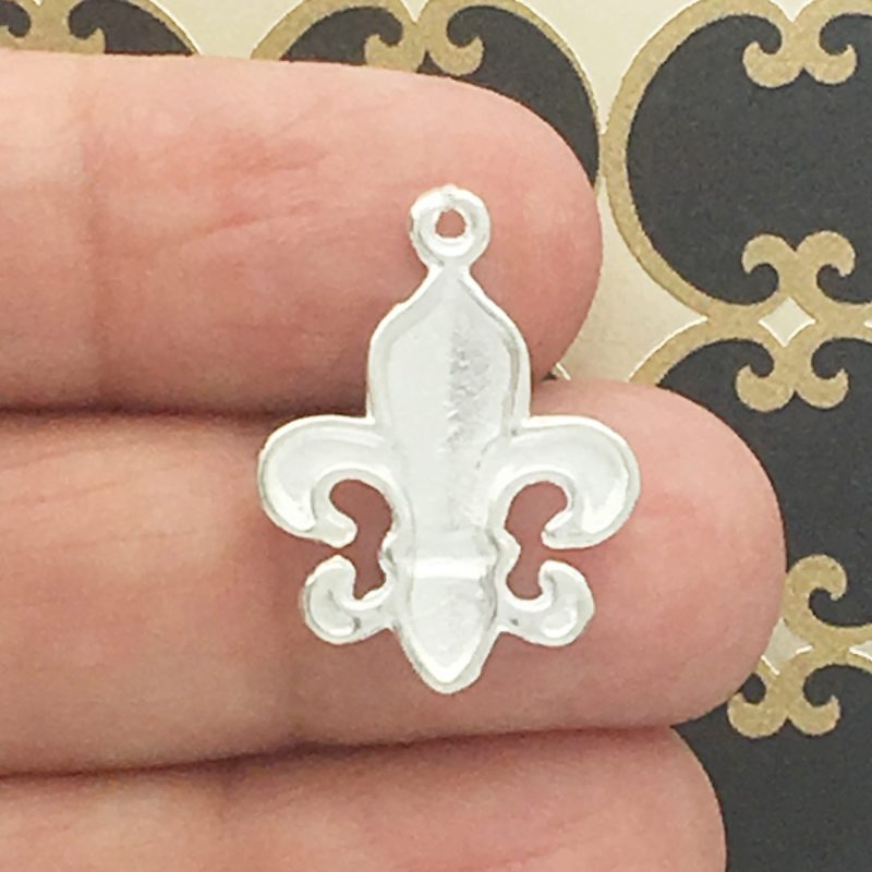 BULK 80 Fleur De Lis Charm Silver Small by TIJC SP0867B - Image 2