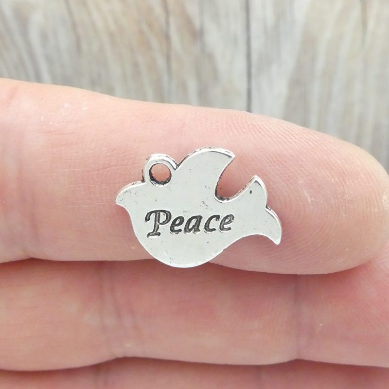 silver peace dove charms