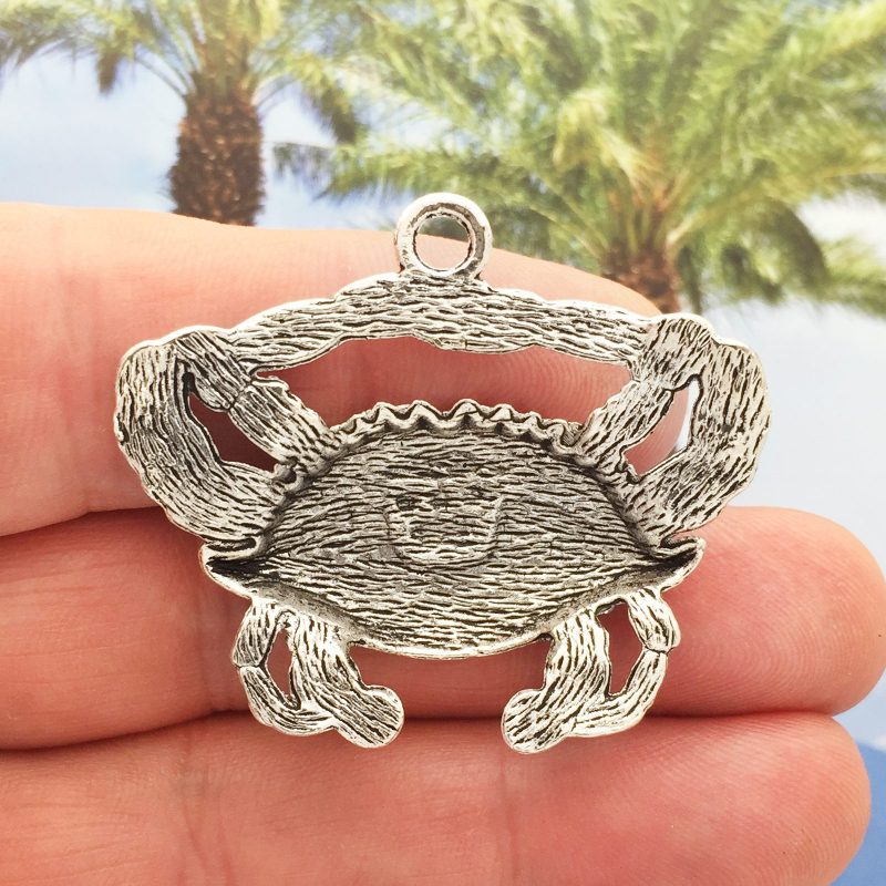 BULK 5 Crab Charm Pendant Silver by TIJC SP0878B - Image 2