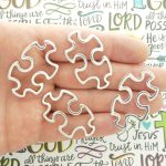 BULK 16 Puzzle Charm Silver 25x42mm by TIJC SP0879B