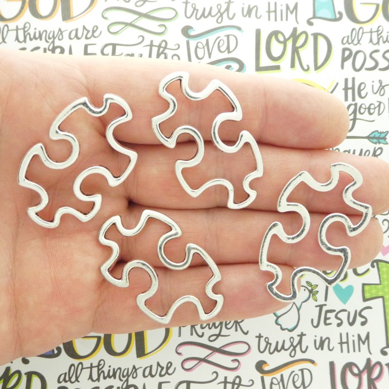 BULK 16 Puzzle Charm Silver 25x42mm by TIJC SP0879B