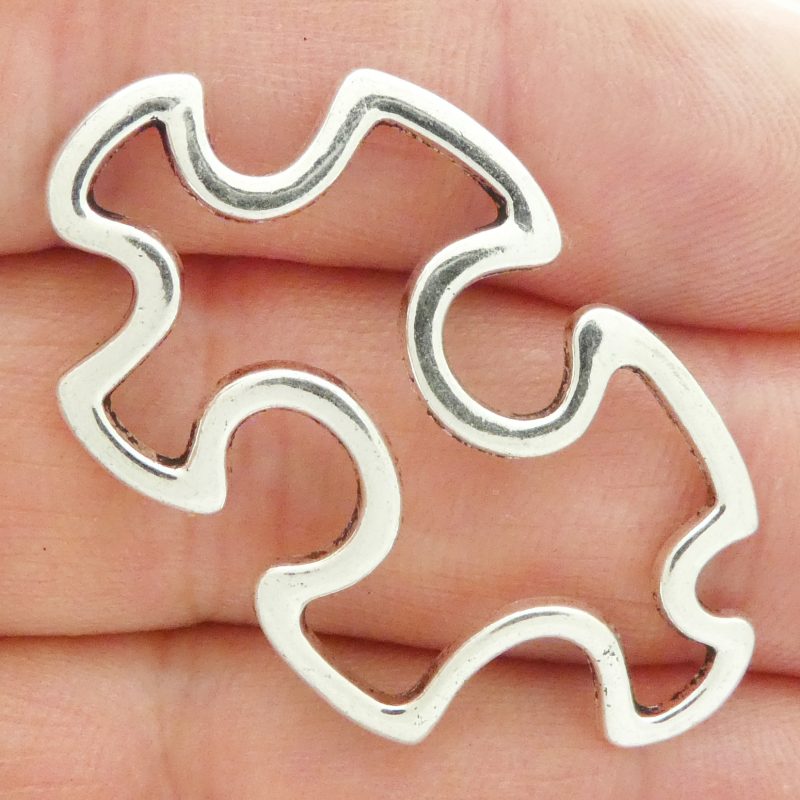 BULK 16 Puzzle Charm Silver 25x42mm by TIJC SP0879B - Image 5