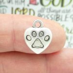 heart paw print charm