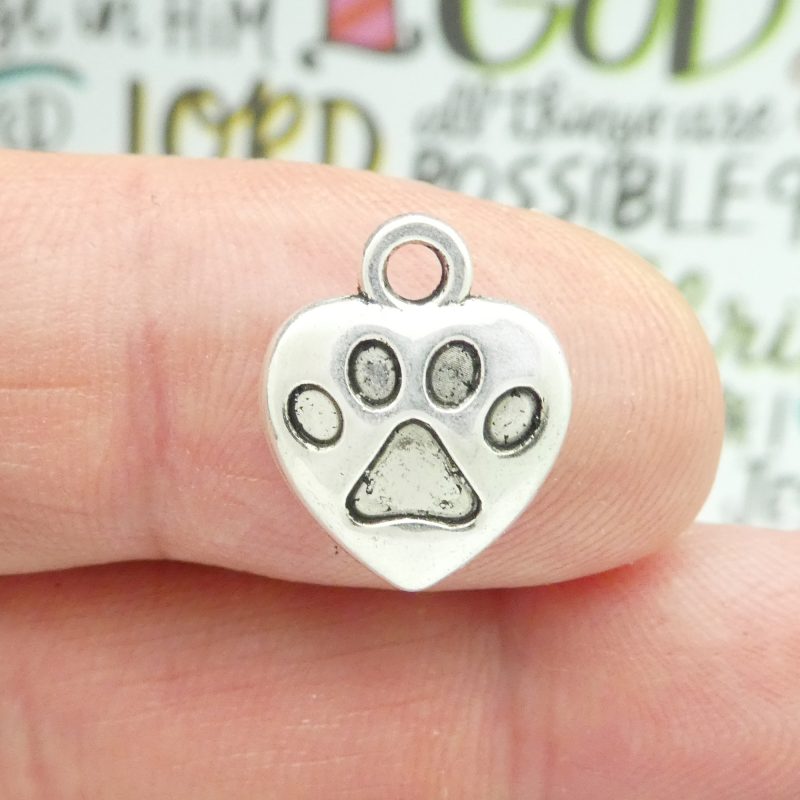 heart paw print charm