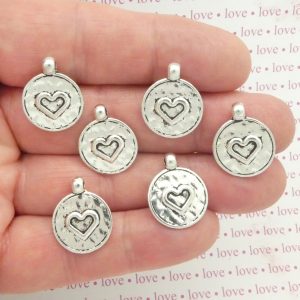 Silver Heart Charms Wholesale