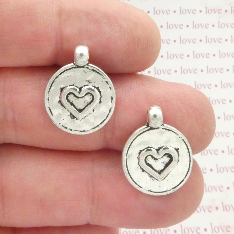 Silver Heart Charms Bulk