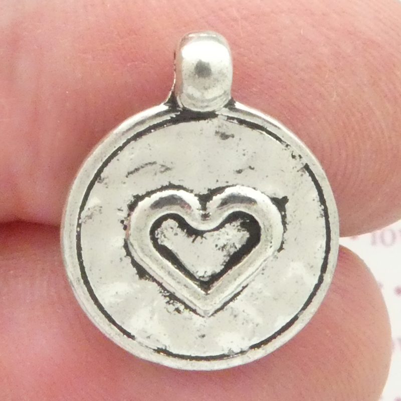 Silver Heart Charms for Jewelry Making