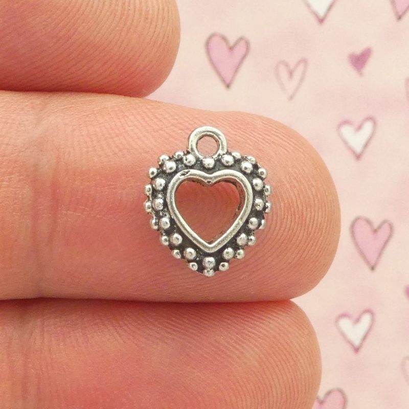 silver heart charms for jewelry making