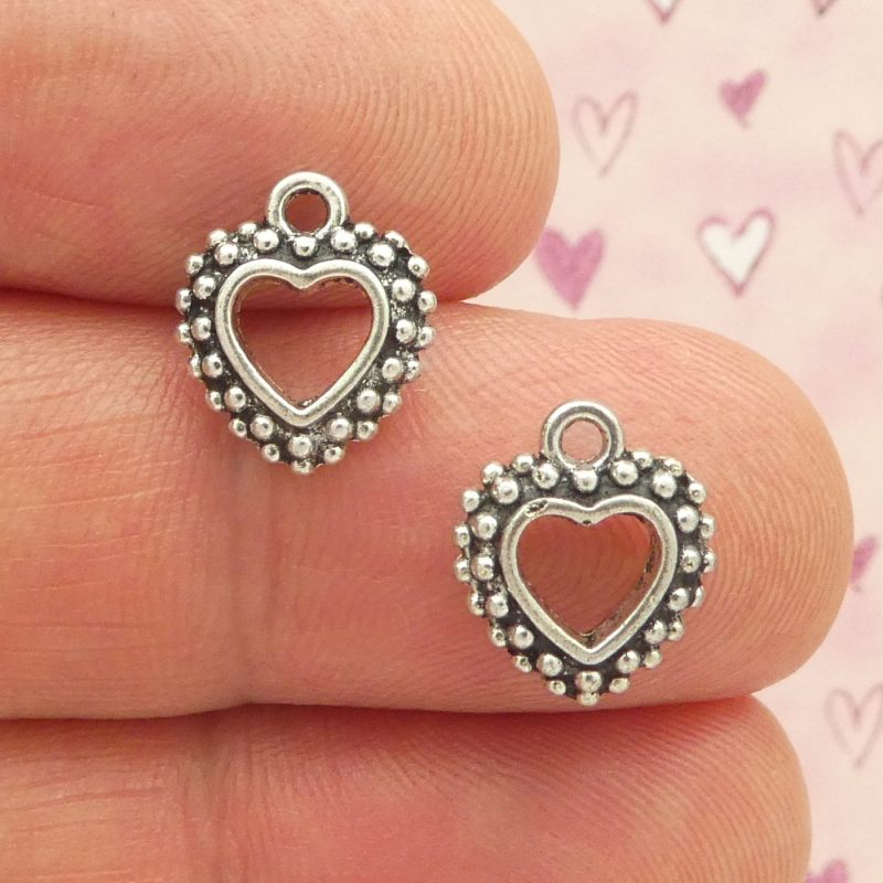 silver heart charms for bracelets