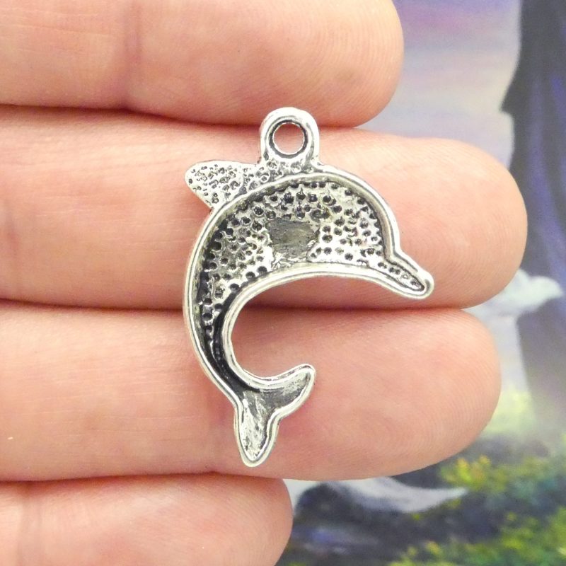 BULK 25 Silver Dolphin Charm Pendant 31x22mm by TIJC SP0901B - Image 4