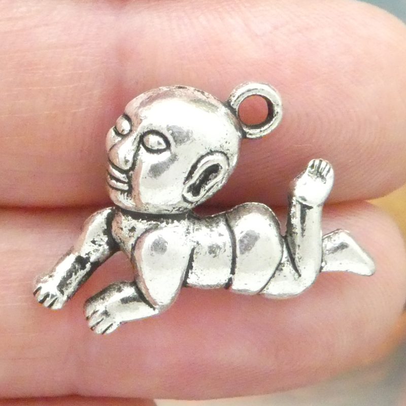 5 Baby Charm Silver 17x26mm by TIJC SP0902 - Image 2