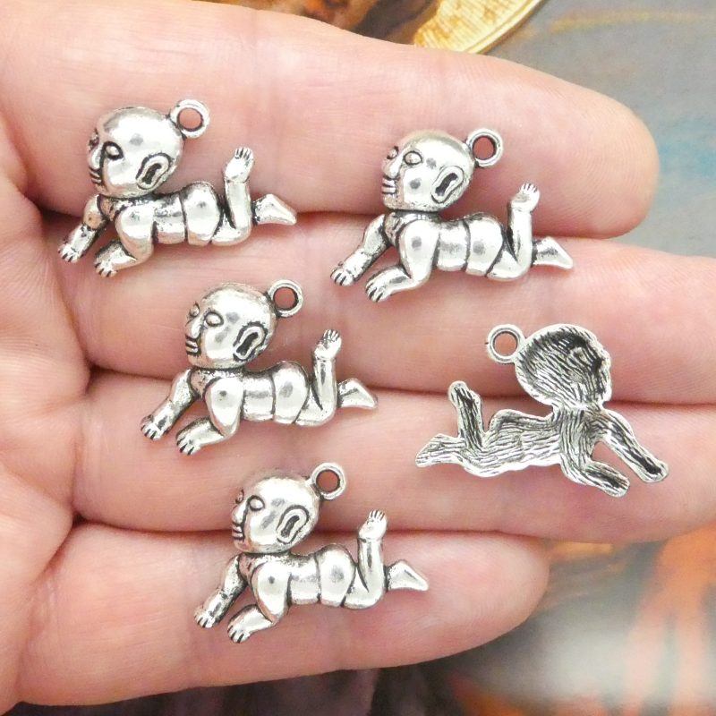 5 Baby Charm Silver 17x26mm by TIJC SP0902 - Image 5