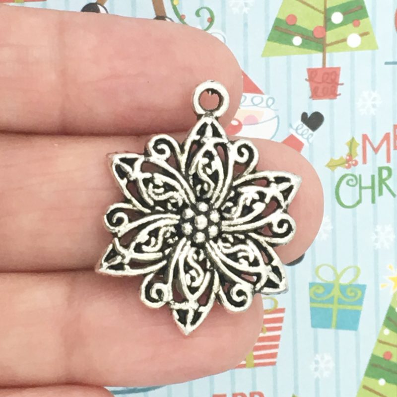 silver flower charm