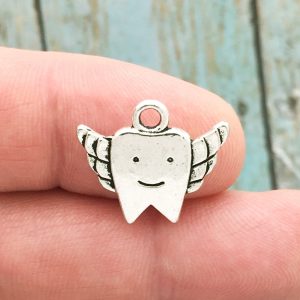 BULK 30 Silver Tooth Fairy Charm Pendant by TIJC SP0905B