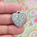 flower heart charm
