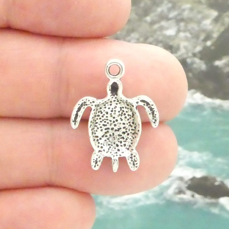 BULK 30 Silver Sea Turtle Charm 23x18mm by TIJC SP0915B - Image 4