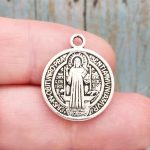BULK 10 St Benedict Charm Medal Silver by TIJC SP0917B