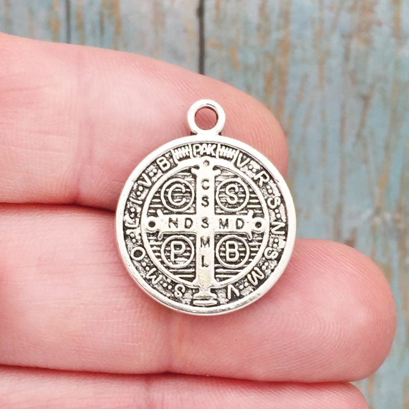 BULK 10 St Benedict Charm Medal Silver by TIJC SP0917B - Image 3