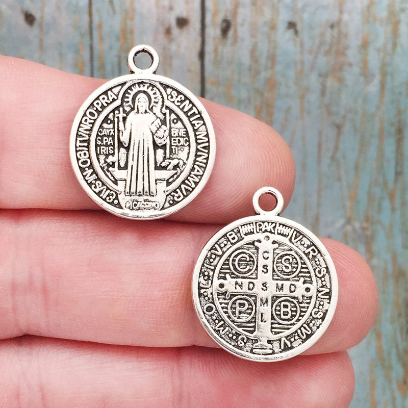BULK 10 St Benedict Charm Medal Silver by TIJC SP0917B - Image 4