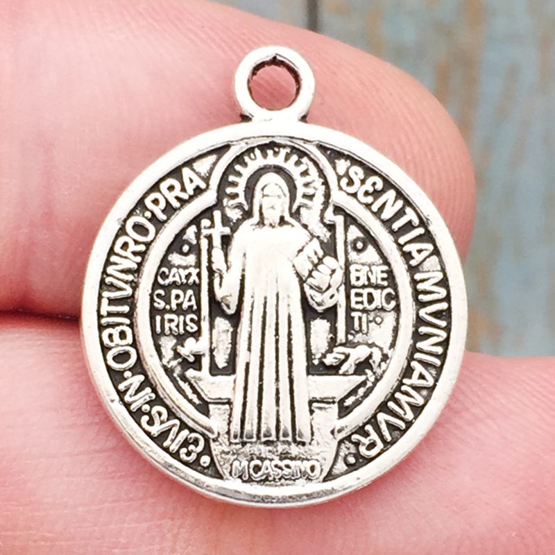 BULK 10 St Benedict Charm Medal Silver by TIJC SP0917B - Image 2