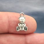 BULK 60 Teddy Bear Charm Silver by TIJC SP0929B