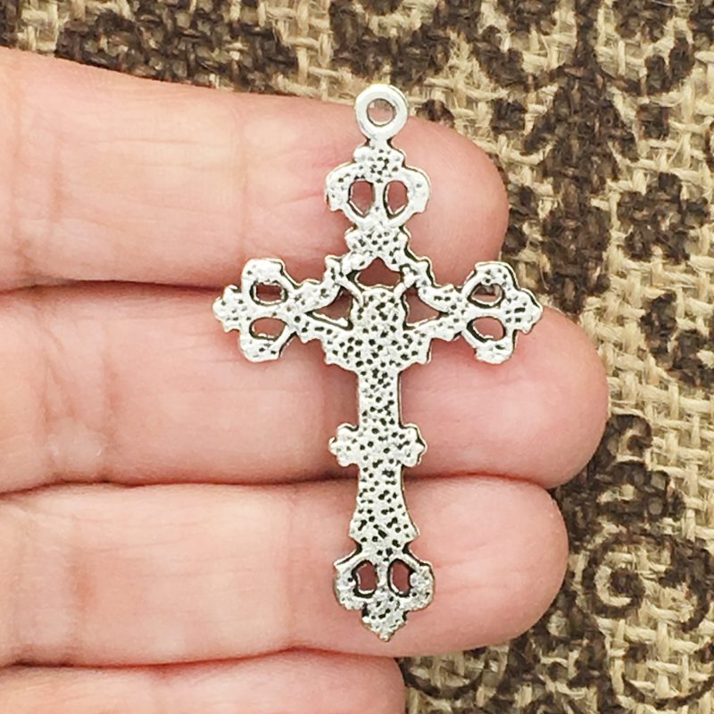 BULK 16 Silver Crucifix Cross Charm Pendant by TIJC SP0935B - Image 2