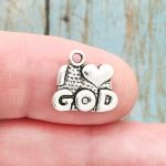 16 I Love GOD Charm Silver  by TIJC SP0944