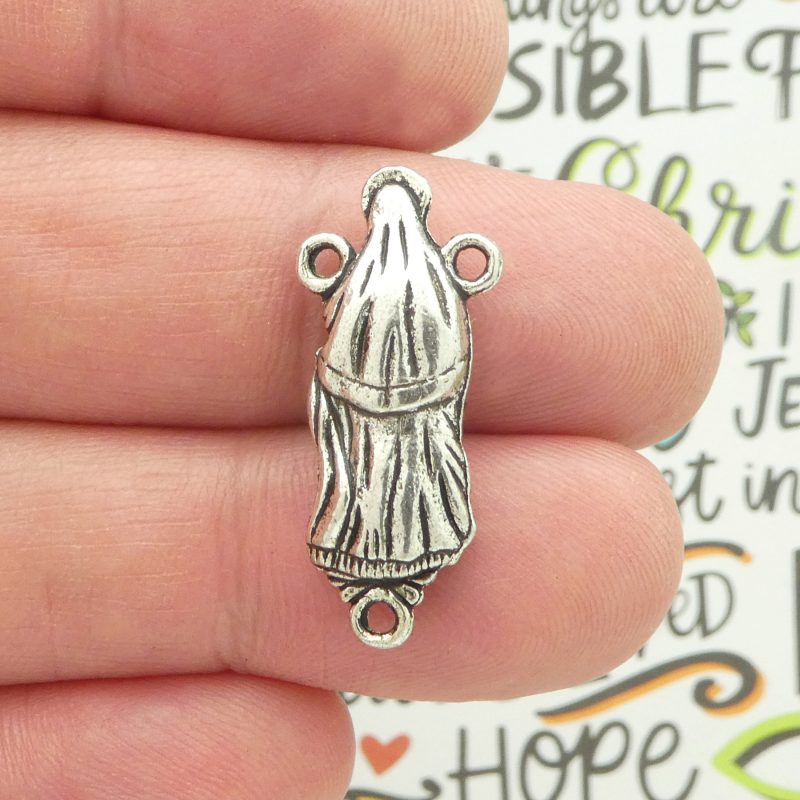 3 Mother Mary Rosary Centerpiece Charm Silver by TIJC SP0946 - Image 3