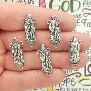 BULK 8 Virgin Mary Rosary Parts Silver by TIJC SP0946B