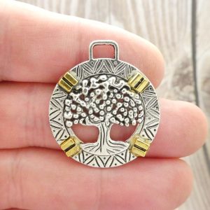 5 Silver Tree of Life Charm Pendant 34x30mm by TIJC SP0956