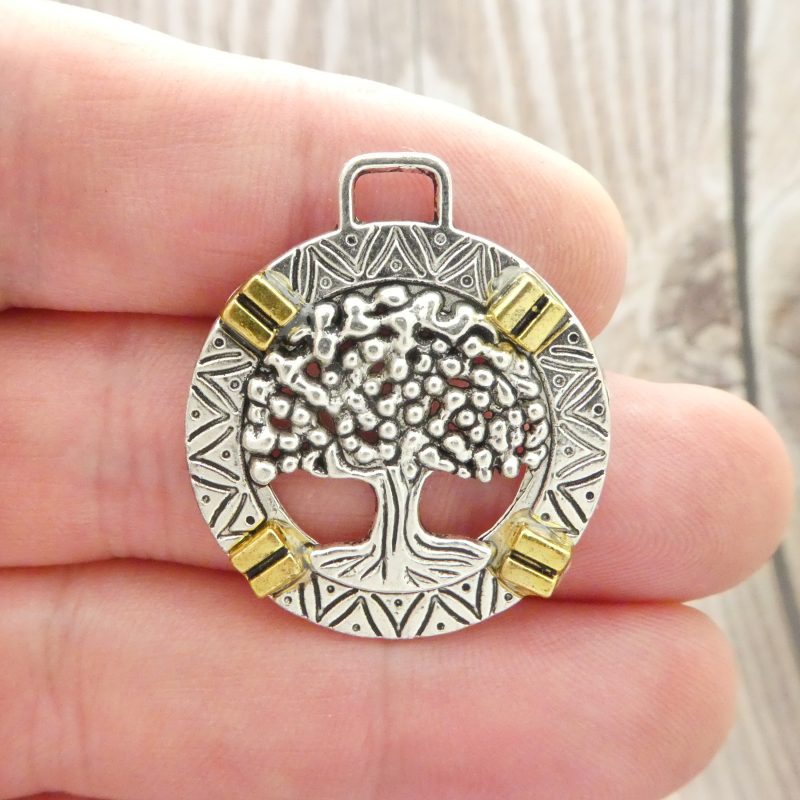 5 Silver Tree of Life Charm Pendant 34x30mm by TIJC SP0956