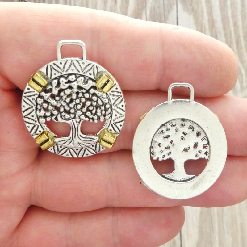 5 Silver Tree of Life Charm Pendant 34x30mm by TIJC SP0956 - Image 5