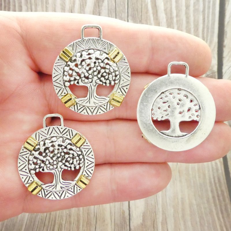 5 Silver Tree of Life Charm Pendant 34x30mm by TIJC SP0956 - Image 2