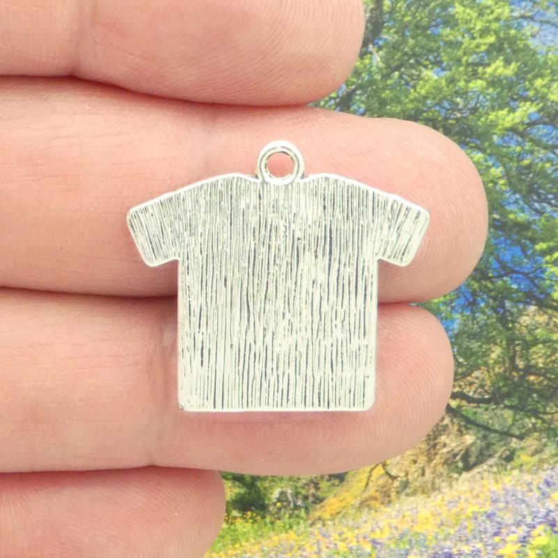 4 Silver Football Jersey Charm Soccer Pendant 24x26mm by TIJC SP0957 - Image 3