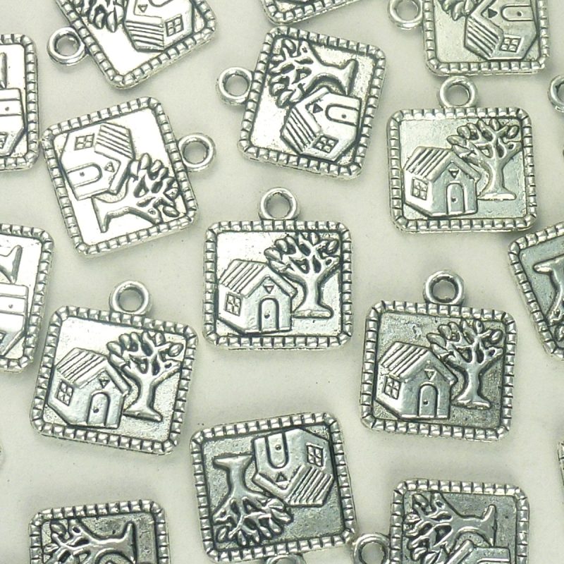10 Silver Picture of a Home Charm 16x14mm by TIJC SP0960 - Image 3