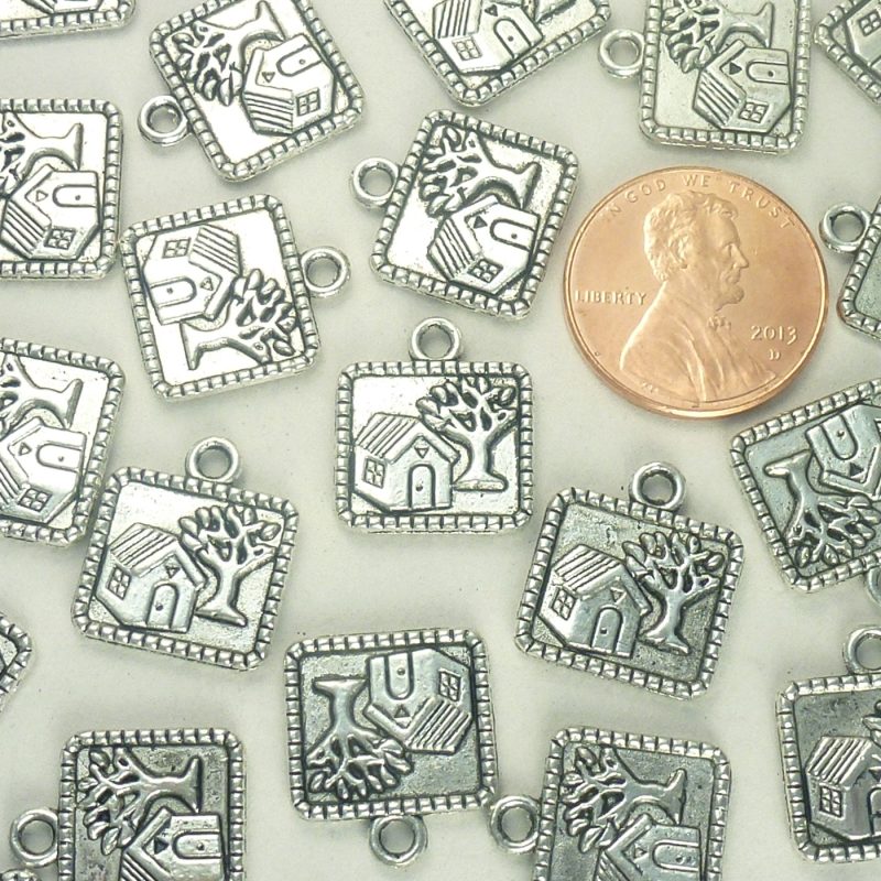 10 Silver Picture of a Home Charm 16x14mm by TIJC SP0960 - Image 4
