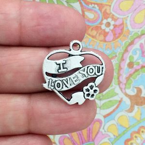 6 I Love You Heart Charm Silver by TIJC SP0973
