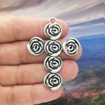 Rose Cross Charm Pendant