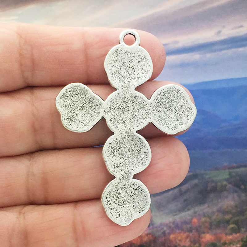 1 Rose Cross Charm Pendant Silver by TIJC SP0993 - Image 2