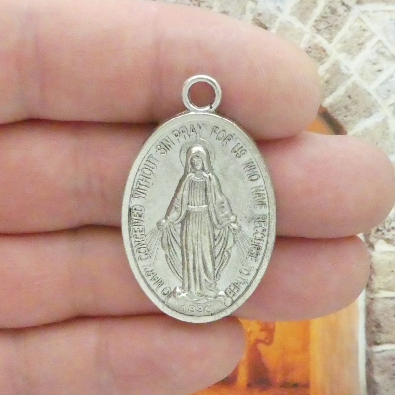 3 Virgin Mary Necklace Silver Miraculous Medal 42x25mm by TIJC SP0998 - Image 3