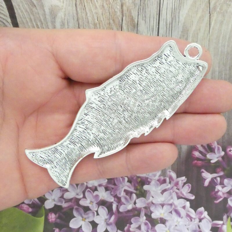 BULK 3 Silver Fish Charm Pendant by TIJC SP0999B - Image 3