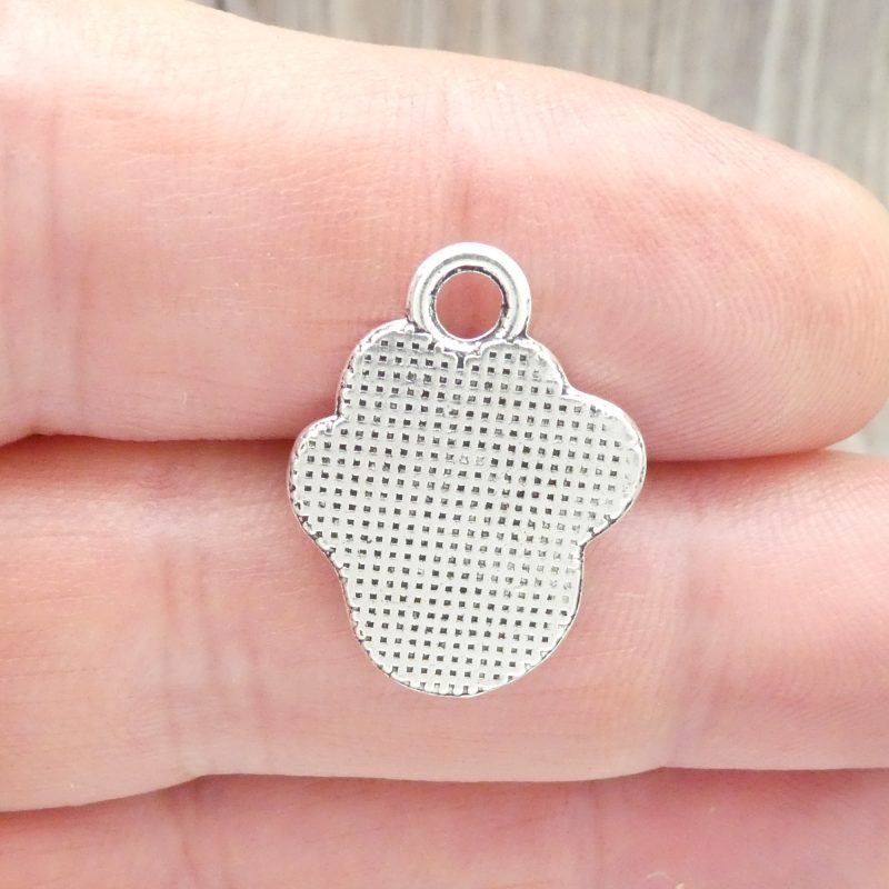 6 School Mascot Silver Paw Print Charm Pendant 22x17mm by TIJC SP1012 - Image 2