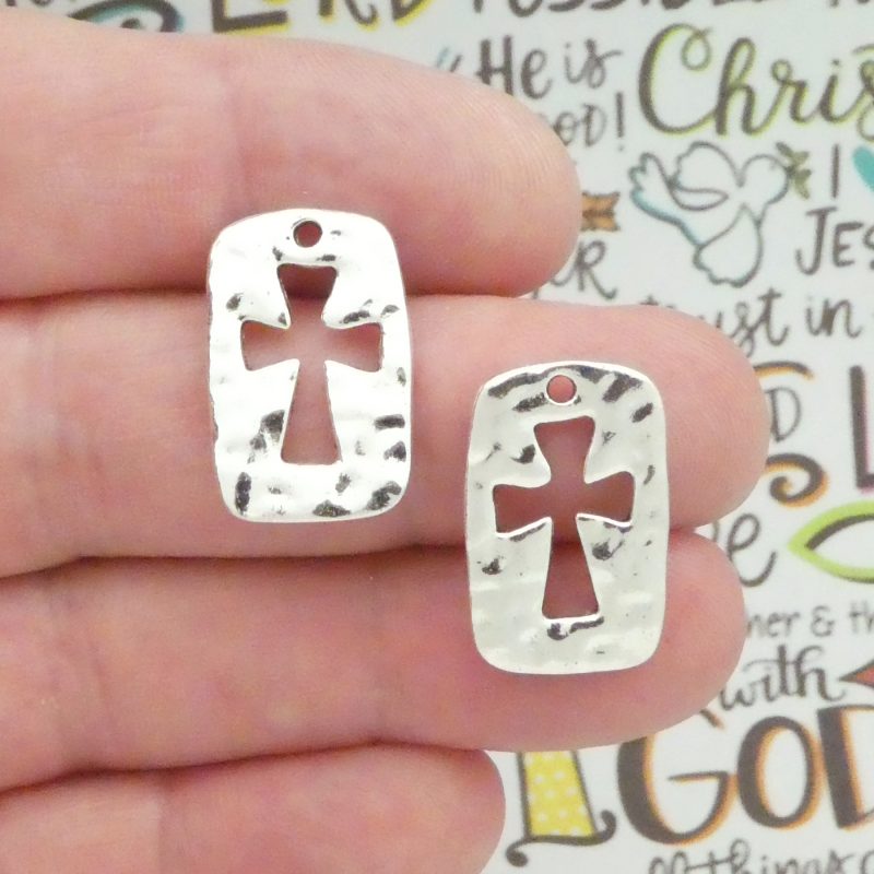 Hammered Cross Charms Wholesale