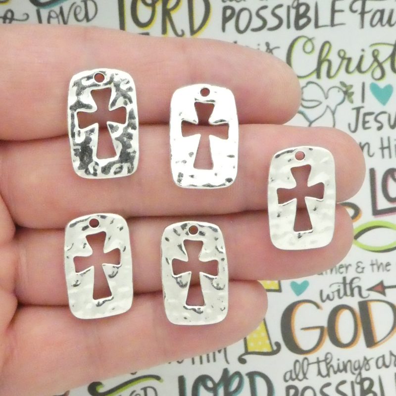 Hammered Cross Charms Bulk