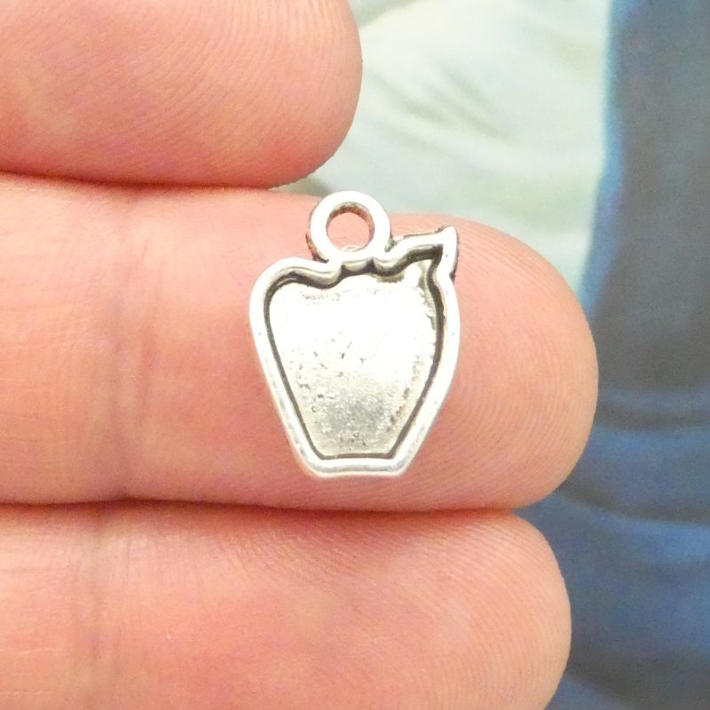 12 Silver Apple Charm Teacher Gift 15x11mm by TIJC SP1034 - Image 4
