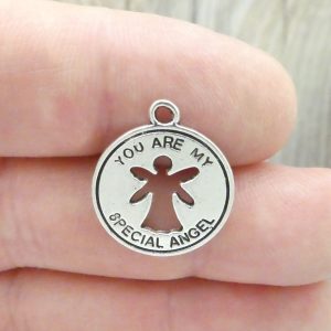 8 Silver Angel Charm Pendant 21x18mm by TIJC SP1035
