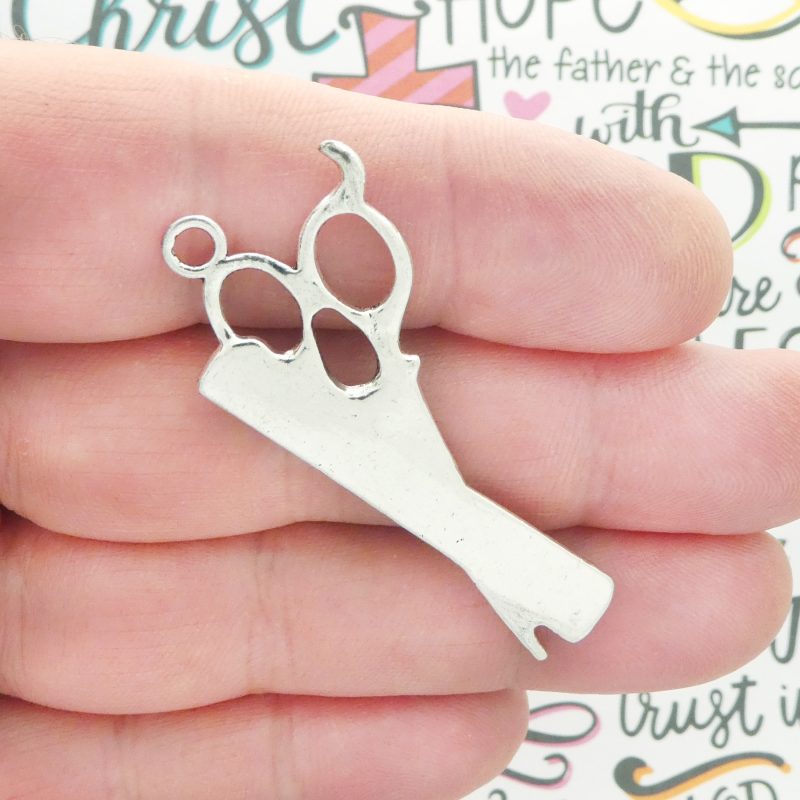 3 Silver Scissor And Comb Hair Stylist Charm 52x25mm by TIJC SP1043 - Image 2