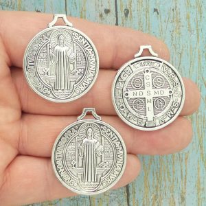 BULK 6 Large Silver St Benedict Charm by TIJC SP1057B