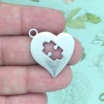 5 Autism Awareness Puzzle Charm Pendant 26x22mm by TIJC SP1060