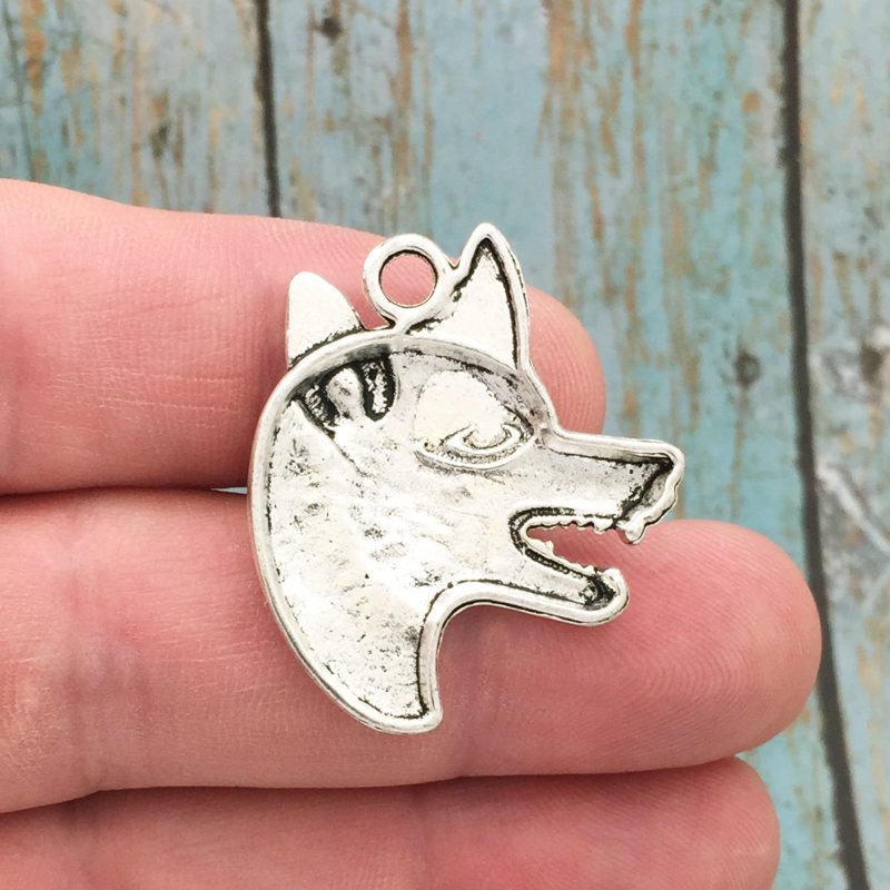 3 Silver Wolf Head Charm Pendant by TIJC SP1078 - Image 2